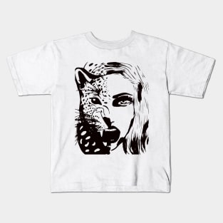 predator woman digital drawing Kids T-Shirt